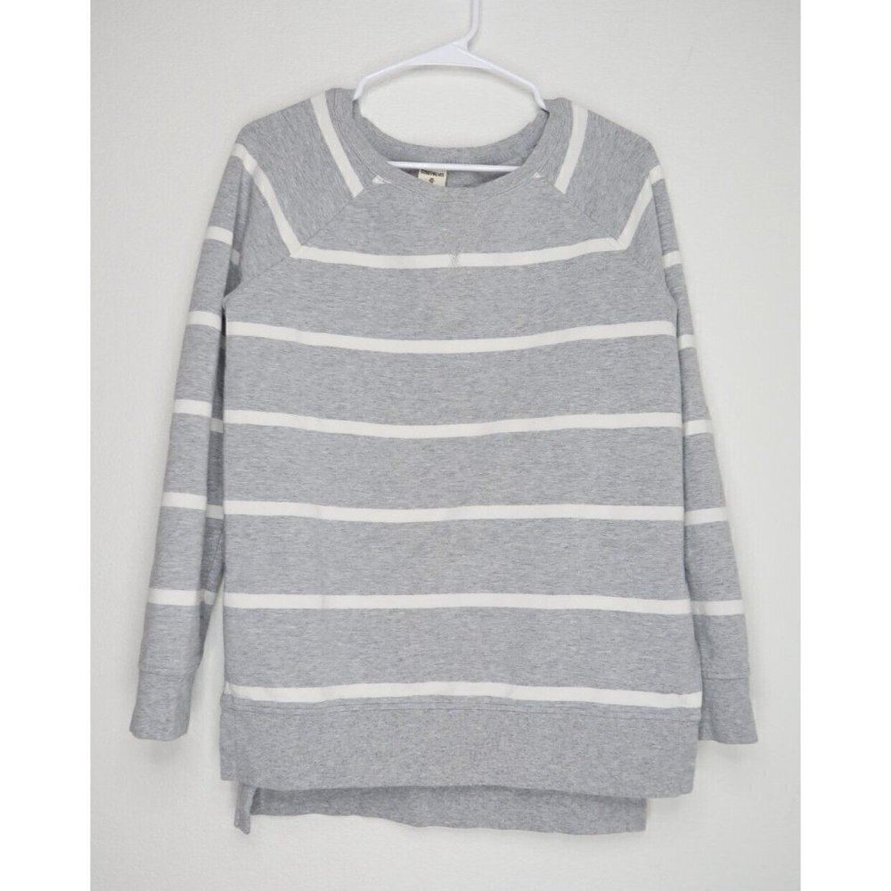 Goodthreads Sweater Heather Gray Open Stripe Long Sleeve Crew Neck Women's XS